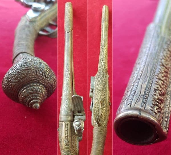 X X X  SOLD X X X  Greek flintlock pistol with decorated all metal full stock. Ref 2697