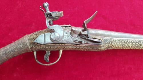 X X X SOLD X X X Greek flintlock pistol with decorated all metal full stock. Ref 2697