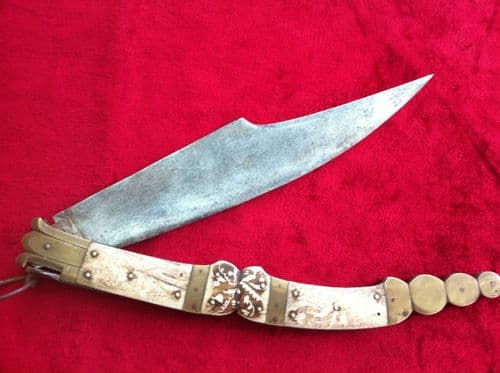 X X X SOLD  X X X Navajas De Toledo- A rare Large size 19th Century Spanish Folding Knife. Recyerdo
