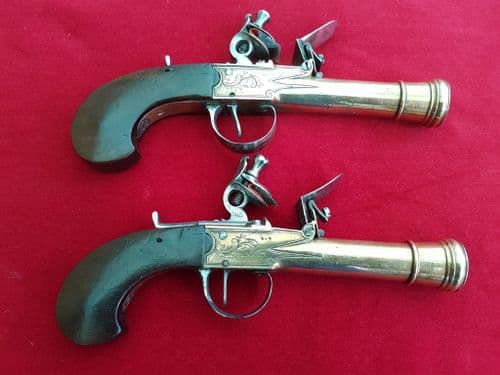 X X X SOLD X X X   Pair -Flintlock Blunderbuss Pistols of the American Revolutionary war. Ref 8004.