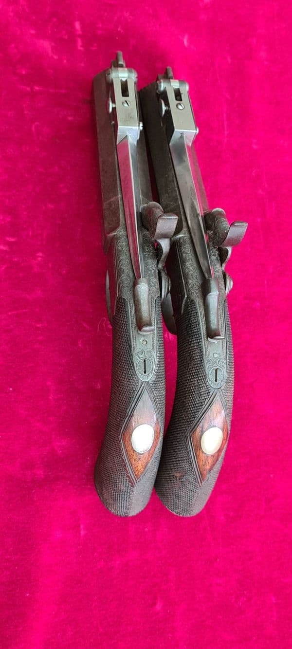 X X X  SOLD X X X   Pair of English Percussion pistols by Charles Osborne of LONDON. Ref 3956.