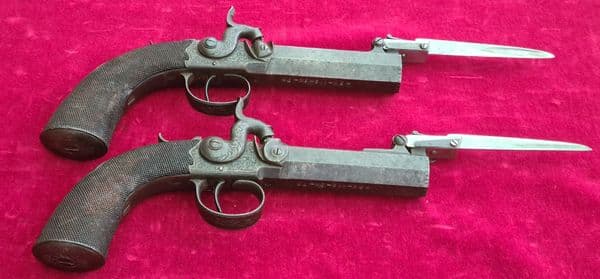 X X X  SOLD X X X   Pair of English Percussion pistols by Charles Osborne of LONDON. Ref 3956.