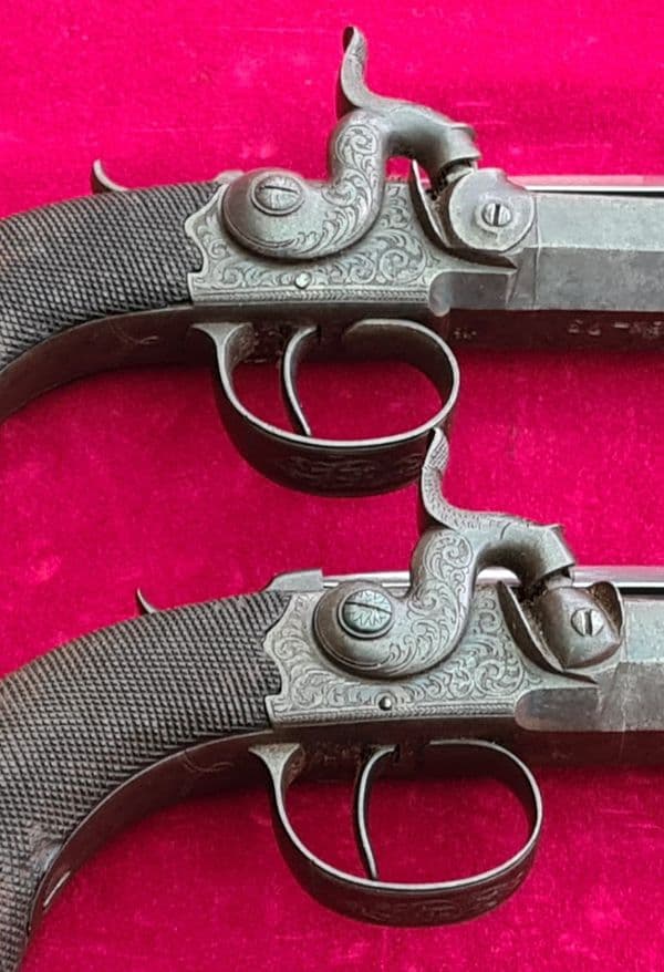 X X X  SOLD X X X   Pair of English Percussion pistols by Charles Osborne of LONDON. Ref 3956.