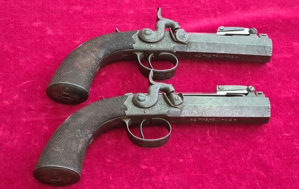 X X X  SOLD X X X   Pair of English Percussion pistols by Charles Osborne of LONDON. Ref 3956.