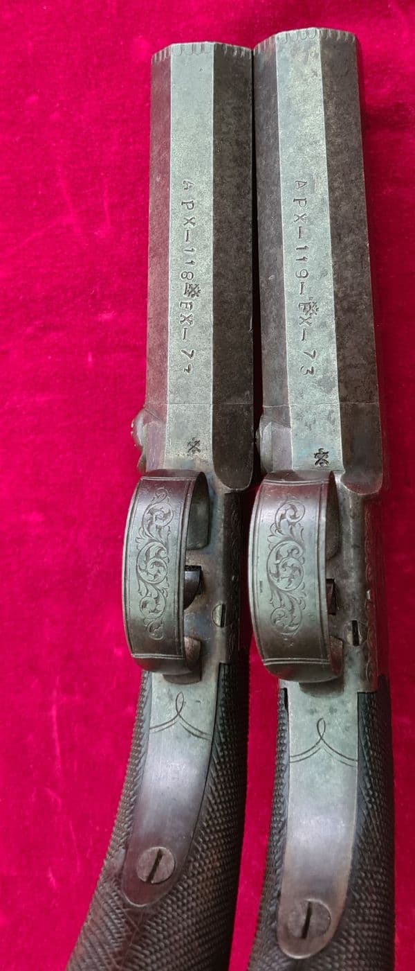 X X X  SOLD X X X   Pair of English Percussion pistols by Charles Osborne of LONDON. Ref 3956.