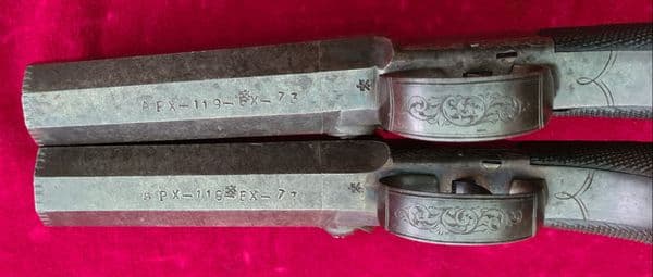 X X X  SOLD X X X   Pair of English Percussion pistols by Charles Osborne of LONDON. Ref 3956.