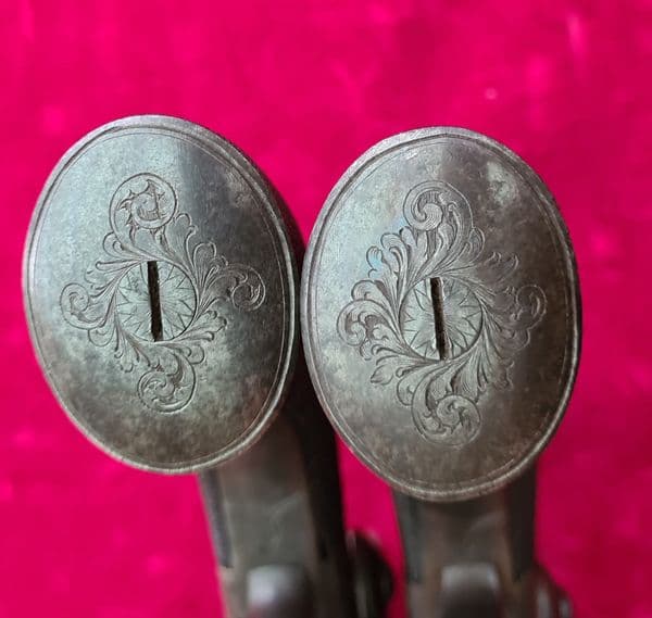 X X X  SOLD X X X   Pair of English Percussion pistols by Charles Osborne of LONDON. Ref 3956.