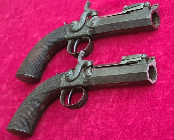 X X X SOLD X X X Pair of English Percussion pistols by Charles Osborne of LONDON. Ref 3956.