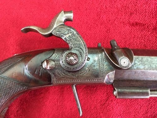 X X X SOLD X X X Percussion travelling pistol made by Edward London, 51 London Wall. Ref 8097.
