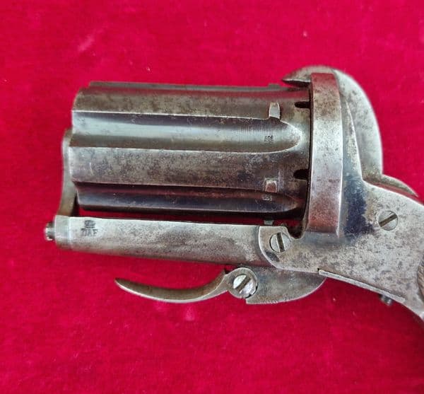 X X X SOLD X X X  Pin-fire pepper-box revolver. Circa 1865. Ref 4144.