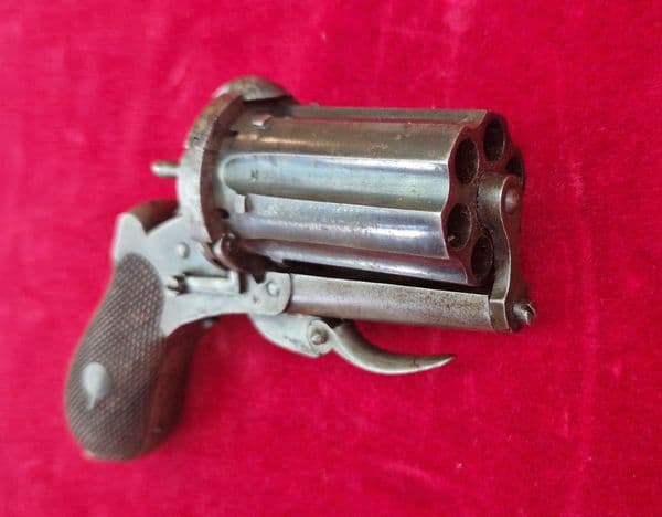 X X X SOLD X X X  Pin-fire pepper-box revolver. Circa 1865. Ref 4144.