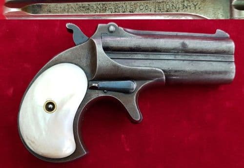 X X X  SOLD  X X X Remington .41 rim-fire Derringer pistol with Mother-of-pearl grips.  Ref 1921.