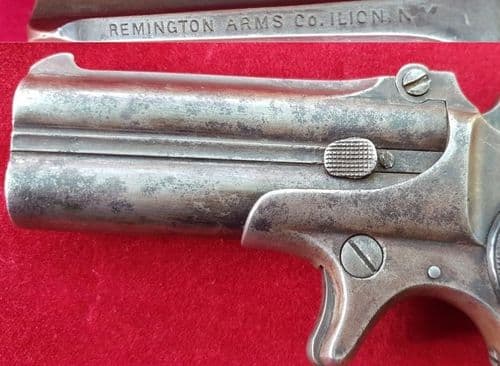 X X X SOLD X X X Remington rimfire double barrel over & under Derringer pistol. C. 1875. Ref 2606