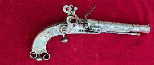 X X X SOLD X  X X Scottish  metal flintlock pistol. Made by MARSHALL  of EDINBURGH. Ref 3421.