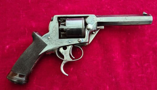 X X X SOLD X XDouble trigger Tranter pat, 38 cal Percussion Revolver.CLAYTON SOUTHAMPTON. Ref 3687.