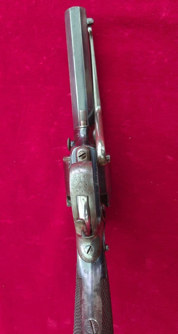 X X X SOLD X XDouble trigger Tranter pat, 38 cal Percussion Revolver.CLAYTON SOUTHAMPTON. Ref 3687.