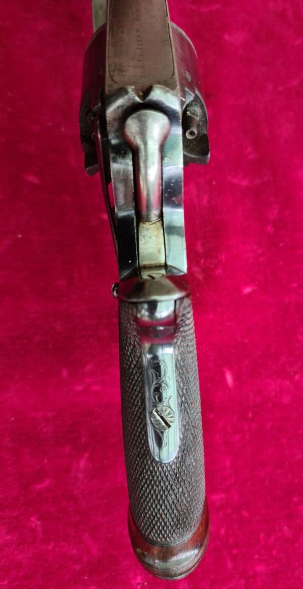 X X X SOLD X XDouble trigger Tranter pat, 38 cal Percussion Revolver.CLAYTON SOUTHAMPTON. Ref 3687.
