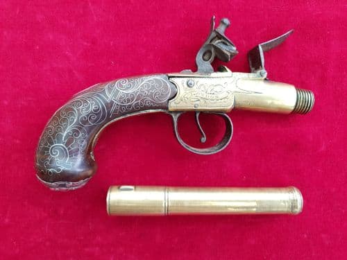 XXX SOLD XXX Queen Anne style cannon barrel flintlock pistol made by HADLEY of London. Ref 2352