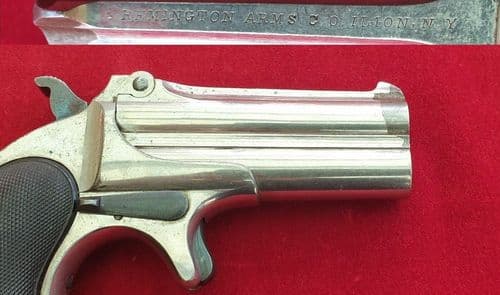 XXX SOLD XXX Remington .41 rimfire double barrell nickel plated Derringer. C 1885. Ref 1911
