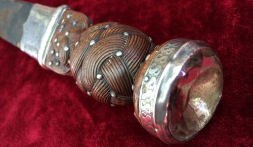 XXX SOLD XXX silver mounted Scottish Dirk with single edged blade. Circa 1780-1820. Complete in its