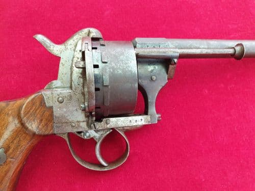 XXX SOLD XXX Twelve shot double action 11 mm antique pin-fire revolver. Circa 1865. Ref 1905.
