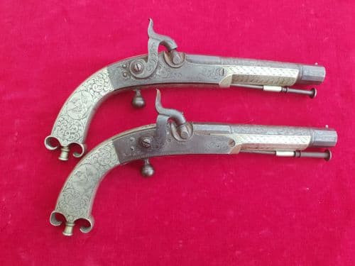 XXX SOLD XXXA fine pair of Scottish Highlander's all metal percussion pistols by MURDOCH. . Ref 1863