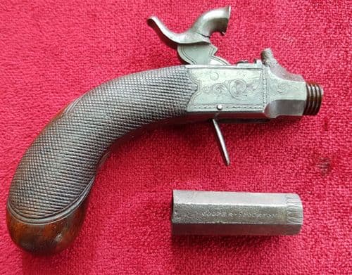 XXX SOLD XXXSingle barrel unusually small percussion pistol by COOPER of Stockton-on-Tees. Ref 9547.