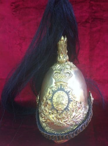 XXXX SOLD XXXX A Rare Albert Pattern British Cavalry helmet of the "Carabineers". Good Condition.