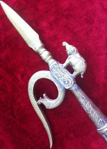 XXXX SOLD XXXX A scarce19th Century Indian "Ankus" or Elephant Goad. Made of brass and decorated