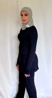 Sustainable Black Ribbed Long Top - Pre Order