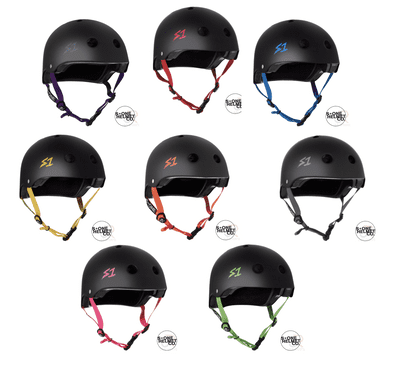S1 LIFER Helmets Matte Black w/ Coloured Straps