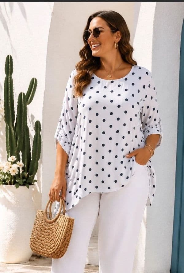 100%  Cotton asymmetric tunic top