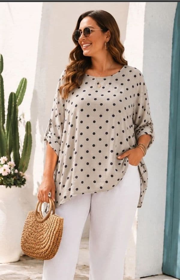 100%  Cotton asymmetric tunic top