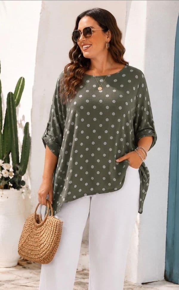 100%  Cotton asymmetric tunic top