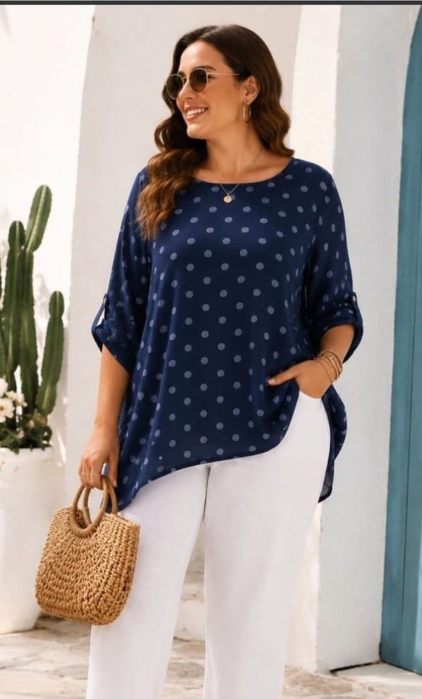 100%  Cotton asymmetric tunic top