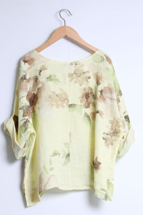 100% Linen Floral Top