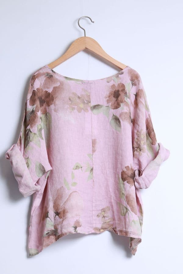 100% Linen Floral Top