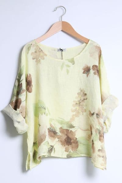 100% Linen Floral Top