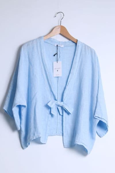 100% Linen Tie Front Jacket