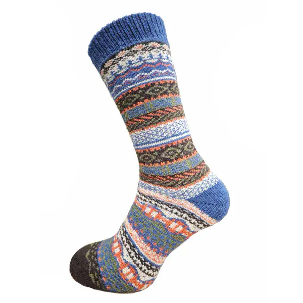 Blue Heeled multi coloured Shetland socks size 8-12