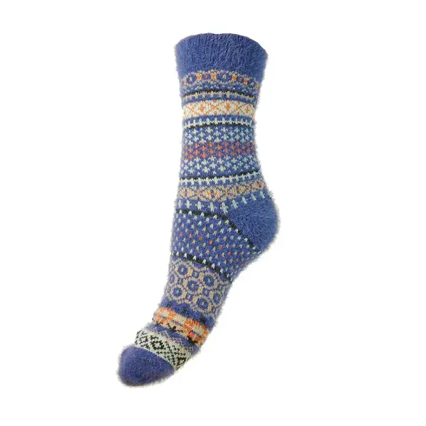 Blue Scandi patterned soft Wool Blend socks Size 3-7