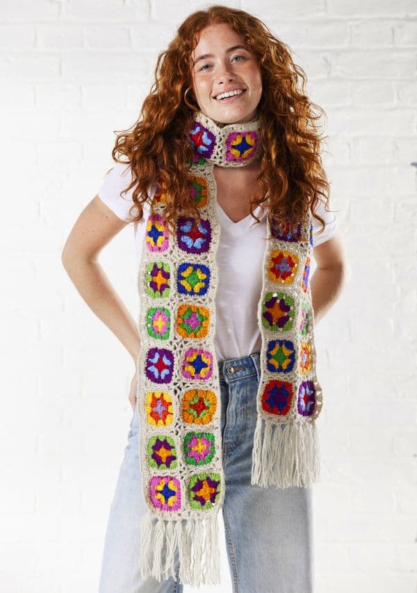 Crochet Rainbow Scarf