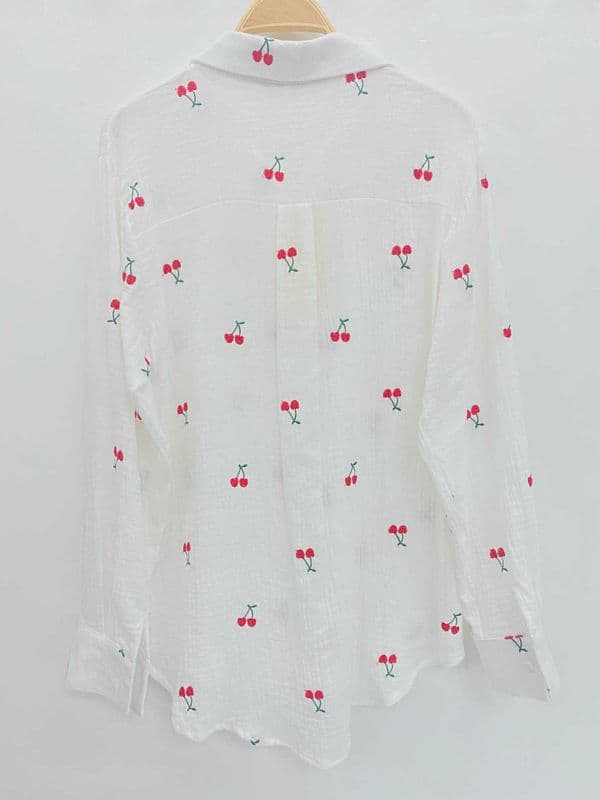 Embroidered Cherry Cotton Shirt