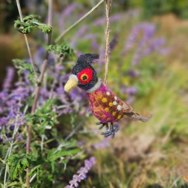Felt Philippa the Pheasant Woodland Bird Hanging Decoration