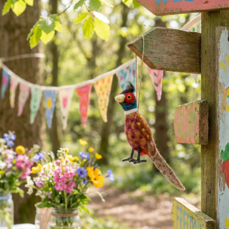 Felt Philippa the Pheasant Woodland Bird Hanging Decoration