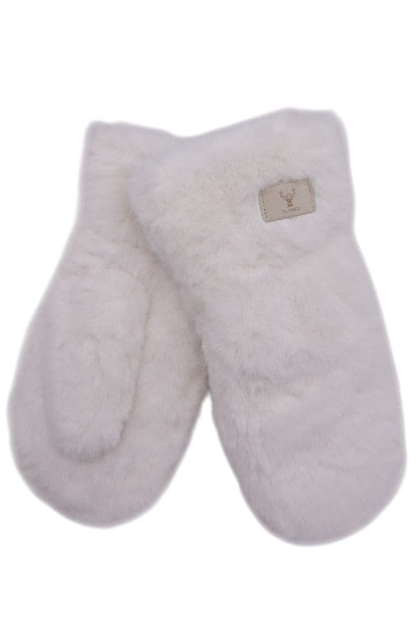 Fleece Lined Faux Fur Mittens