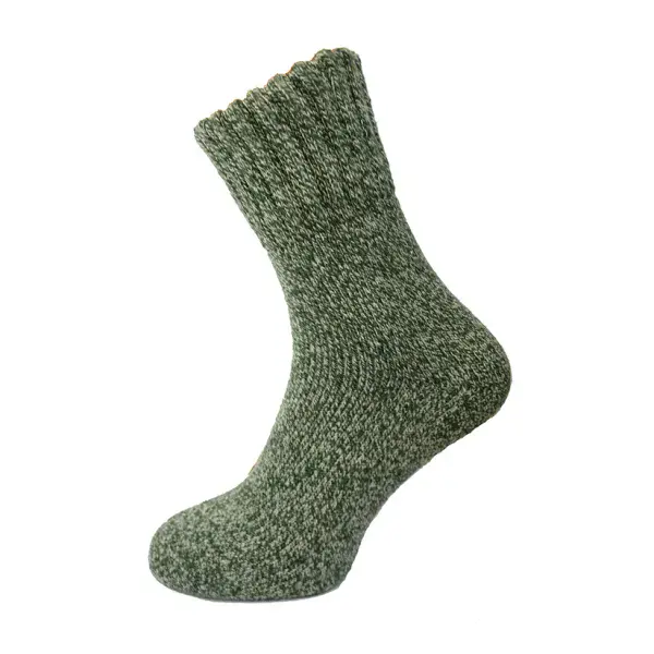Green thick wool blend socks with ribbed cuff Size *-12