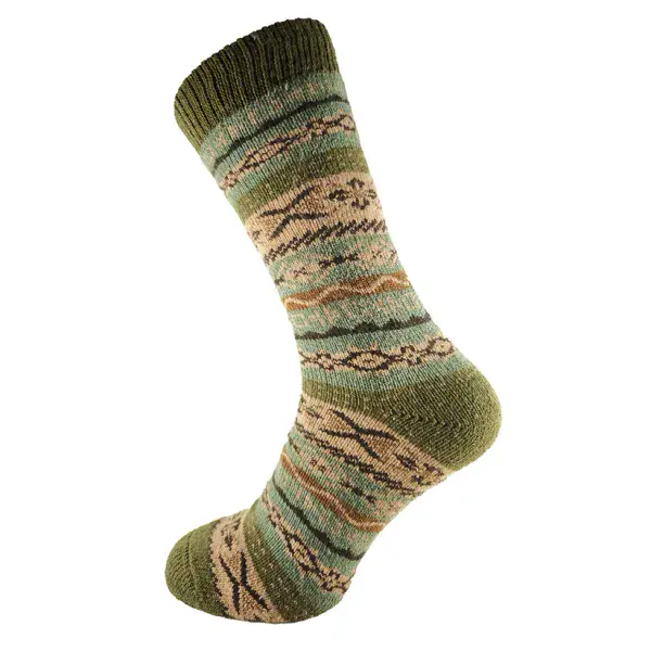 Green tone fairisle Wool Blend socks size 8-12