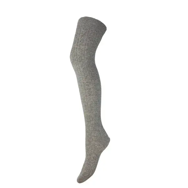 Grey cable knit over-the-Knee Wool Blend Socks