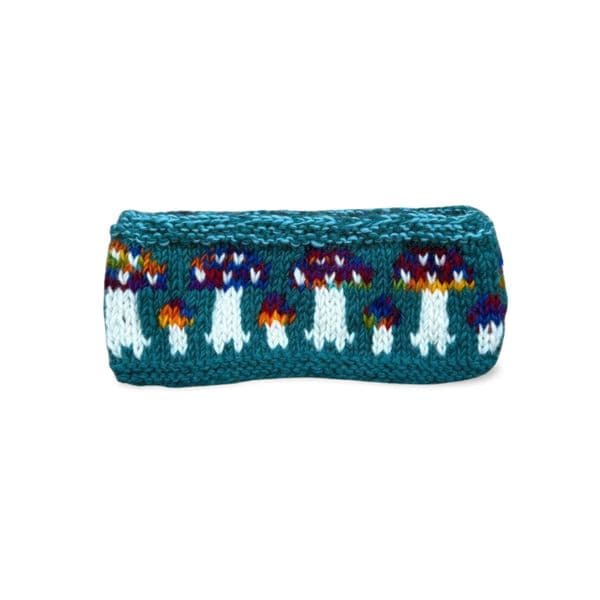 Hand-knitted Mushroom Wool Headband in  Psychedelic